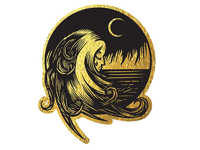 Golden Moon design gold foil golden illustration moon moonlight tattoo vector