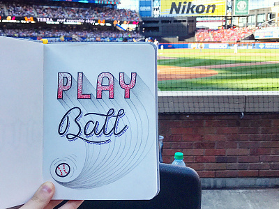 Play Ball baseball hand lettering illustration lettering summer