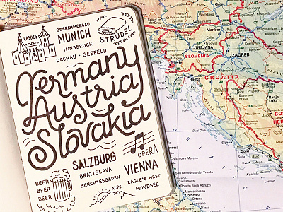 Germany, Austria & Slovakia europe hand lettering illustration lettering summer travel