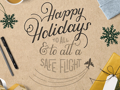 To All a Safe Flight hand lettering illustration lettering mockup