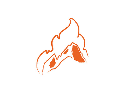 The Burning Mountain fire graphic logo orange sketch