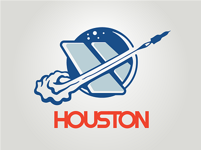Houston Logo blue design future game illustration logo nasa red rocket space stars tech