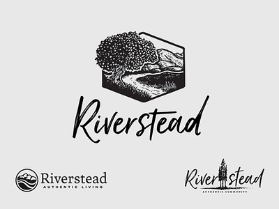 Riverstead logo brand illustration logo woodcut