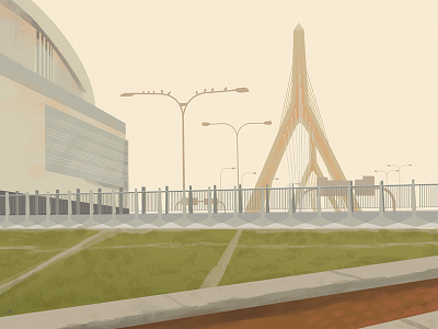 Zakim Bridge, Boston bamboo boston boston garden illustrator kyles brushes lisa davidson lisa florence north station portal park illustration tablet wacom zakim bridge