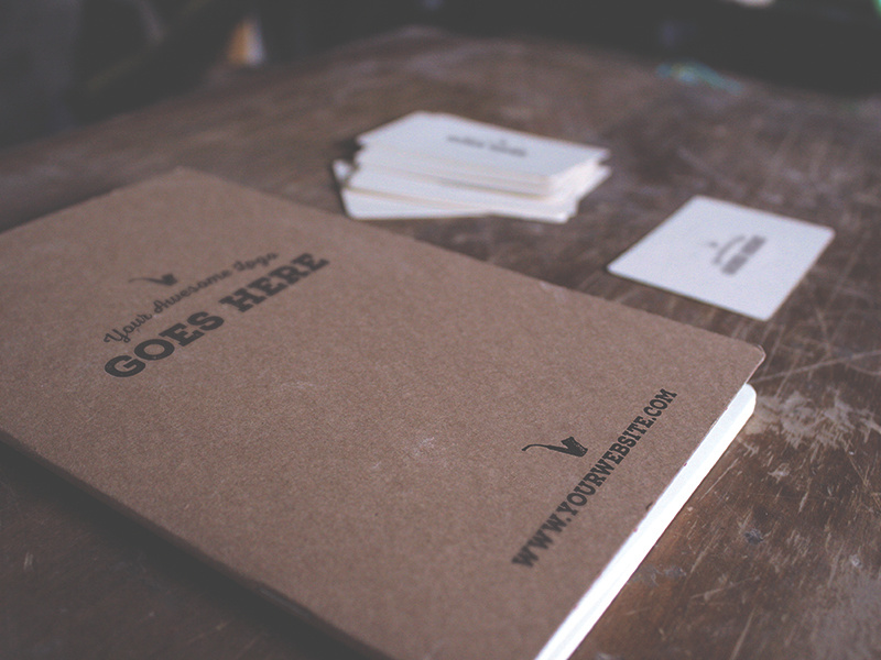 Free Journal Mockup mockup psd journal notebook cardboard vintage rustic business card freebie free