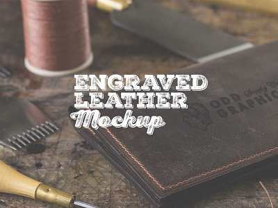 Engraved Leather Mockup craft leather mockup tools vintage wallet