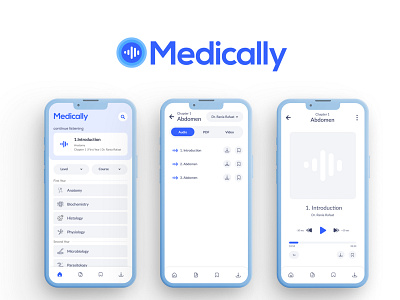 Medically | medical students podcasts app app learn learning med medical podcasts record student study ui uiux ux