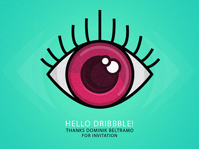 Hello Dribbble! dribbble escuarts eye hello illustration mint pink