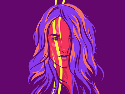 Purple hair // portrait. alex escu art emotions girl gradient illustration illustrator portrait poster print purple vector