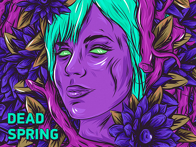 dead spring // illustration. alex escu art emotions girl illustration illustrator portrait poster print purple spring vector