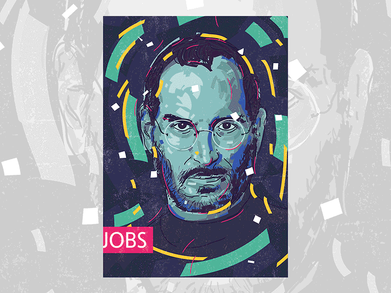 Portraits of outstanding people. alex escu art brush colors illustration jobs portrait poster print steve jobs vector