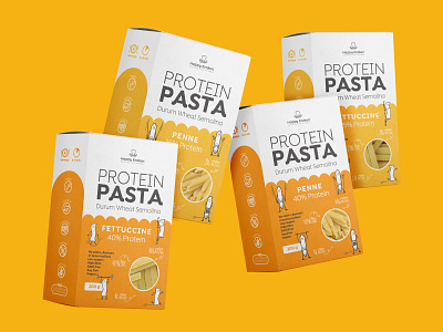 Protein Pasta box colorful design illustration label mockup package design packaging pasta yellow