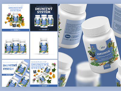 IMUNIX supplements blue brand design branding colorful content design package design packaging pharmacy redesign social media supplements