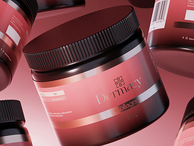 Dermacy product visualization 3d blender brand design branding collagen colorful design package design packaging render visualization