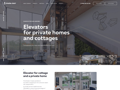 Elevators for homes homepage landing page minimalist web design website