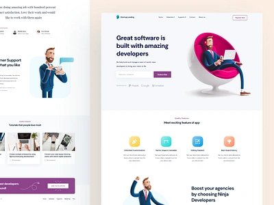 Agency Landing Page 3d agency character clean corporate design home homepage illustration landing landing page minimal saas startup landing ui user experience ux web web design website