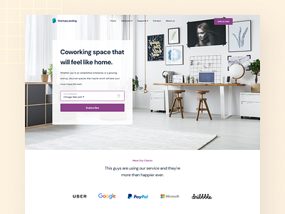 Co-working space landing page agency app business co working coworker coworking design homepage landing page minimal modern office startup typography ui user interface ux web web design website
