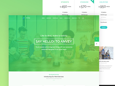 Anvey PSD Template design green psd template ui ux web web template