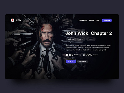 Movie header black dark design header movie online slide stream tv ui ux web