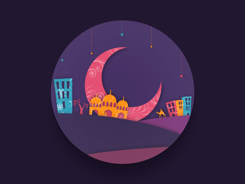 Eid Mubarak design eid festival flat gif greeting illustration moon mosque motion mubarak ramadan