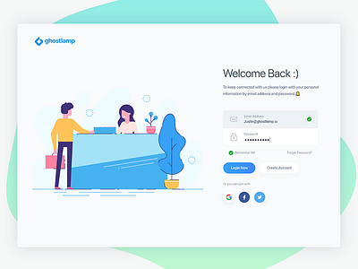 Login page clean modern minimal create account forget design ui ux illustration character cartoon interaction userinteraction join color gradient login signup sign in password email typography logo user interface experience vector people button social web website webdesign