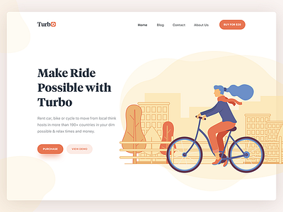 Bike website landing page header design application app homepage home illustration cartoon character interaction interface experience landing vehicle car logo typography rent rental tour slider slide image header template theme themeforest travel trip ride ui ux user bike cycle web website webdesign page