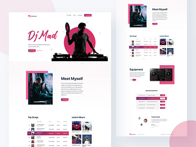 Dj website home page dj disco jocky jockey homepage home interaction modern interface experience landing page minimal clean music player page concert live rock song bass typography logo flat ui ux user web website webdesign