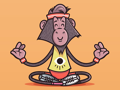 And relax... cartoon character design illustration meditation monkey vector yoga