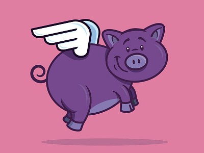 Pigs might fly... cartoon character design illustration mascot pig vector