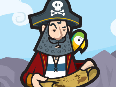 Blackbeard cartoon character design illustration pirate