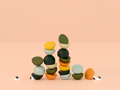 Random renders - Semicircles blender blender3d clean colors design inpiration minimal pebble semicircle shapes