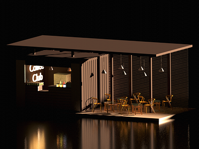 Coffee Shop 3d architecture blender blender3d coffeeshop design nightlife sunrise