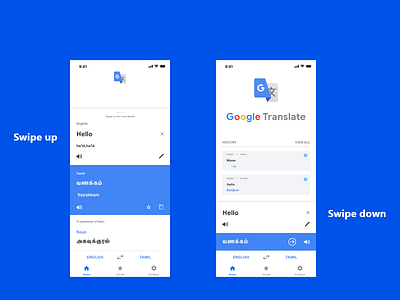 Google Translate Redesign Swipe Interaction