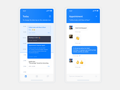 Scheduler - iOS design app design chat chat app chat ios design emoji ios design message app schedule scheduler timeline ui ux