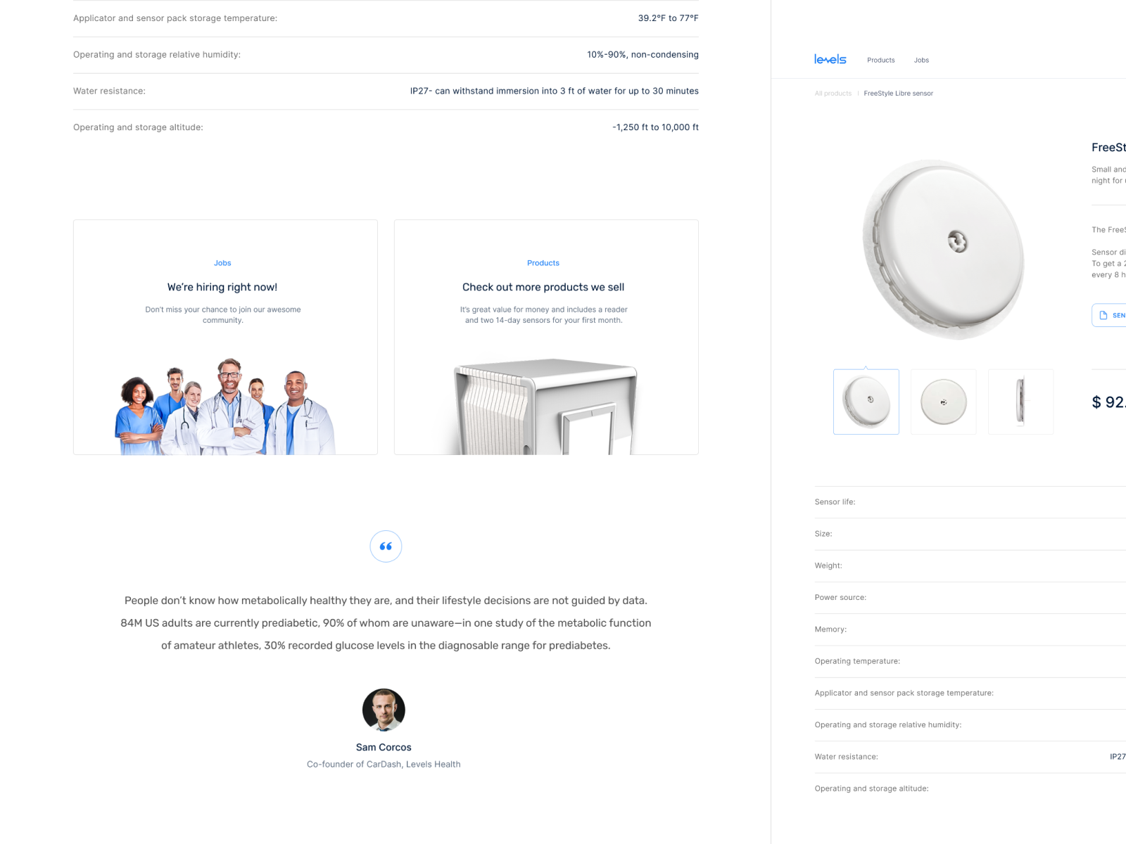 Product sensor page Levels Health • 1 Dribbble Invite by Eugene Reuka