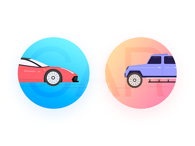 Two car icon car ferrari gradient icon jeep ui