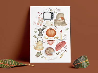 Autumn Element Illustration and Pattern Design