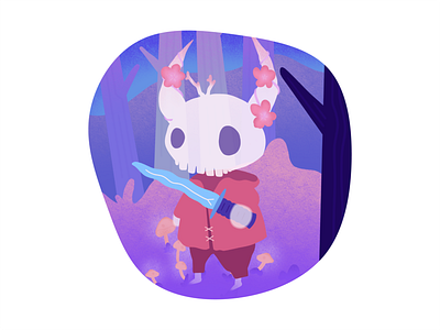 Sophie, Keeper of the Forest adventure character creature cute fantasy forest illustration magical nighttime procreate skeleton texture video game