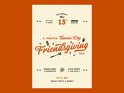 A Very Kansas City Friendsgiving barbecue barbeque bbq friendsgiving illustration invitations kansas city kc party print retro thanksgiving