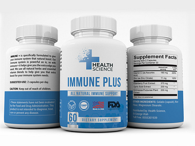 "IMMUNE PLUS" Label design for "HEALTH SCIENCE"