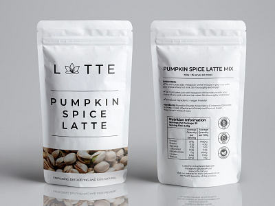 "P U M P K I N S P I C E L A T T E" for LUTTE bag design clean illustration label design label packaging minimalist design package design packaging packaging design pouch pouch design pouch mockup premium royal simple design white