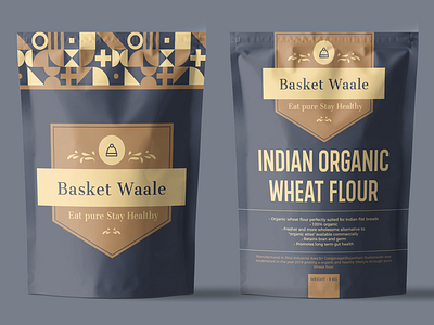 INDIAN ORGANIC WHEAT FLOUR for “Basket Waale” bag design clean design indian minimalist design packaging design pouch design premium design