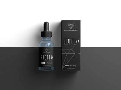 Biotin+ biotin black design hair growth label designs labelling packaging packaging products serum