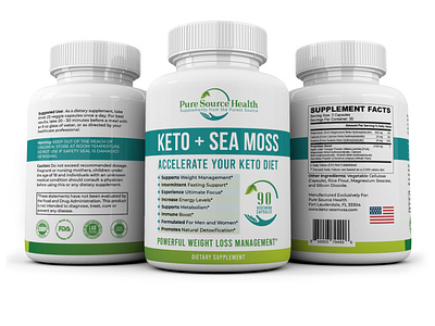 KETO + SEA MOSS label design for "Pure Source Health"