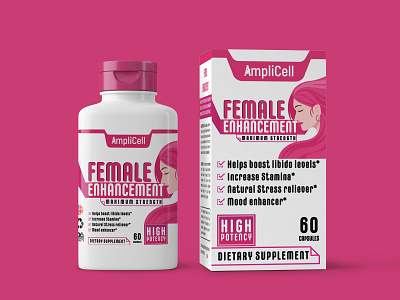 Female Enhancement Capsule Label Design branding design female female enhancement illustration label label and box design label design label mockup label packaging labeldesign package design packaging packaging design pink supplement label design vitamin label