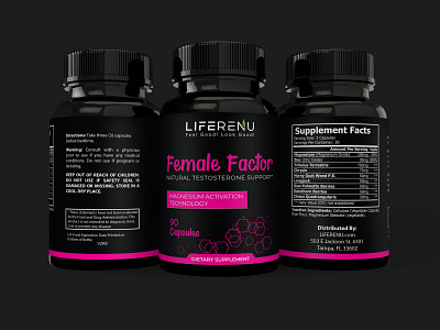 Female Factor Label Design branding cbd label design female factor illustration label and box design label design label mockup logo package design packaging packaging design portograph supplement label design typography vitamin label