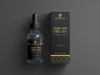 CBD Packaging for "LIFEROYAL". black and gold branding cbd oil cbd oil label cbd packaging gold packaging label label design premium packaging