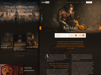 Cinesite website redesign film interface masthead redesign responsive typography ui visual effects web design webpage website