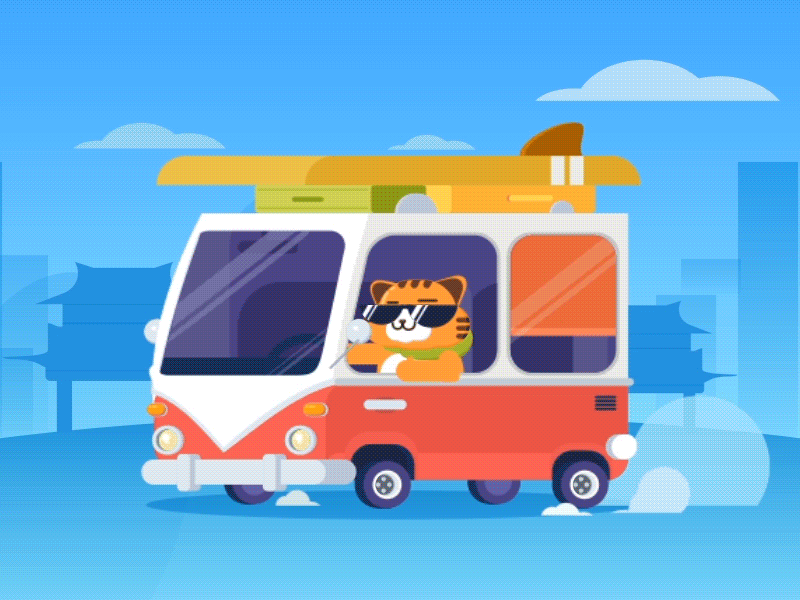 Drive a car animation art car color design dribbbleinvite gif illustration illustrations playoff stickers ui