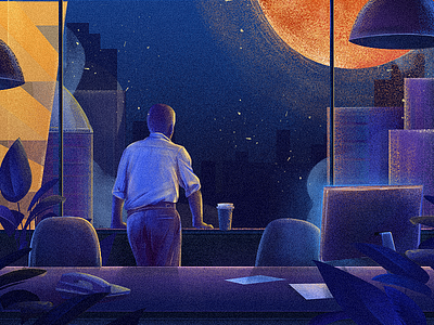 Before dawn-04 blue blue and yellow design color design dribbble illustration illustrations style ui work
